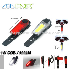 Líder de Asia Fácil de instalar sin herramientas Recargable COB bicicleta Tail Light